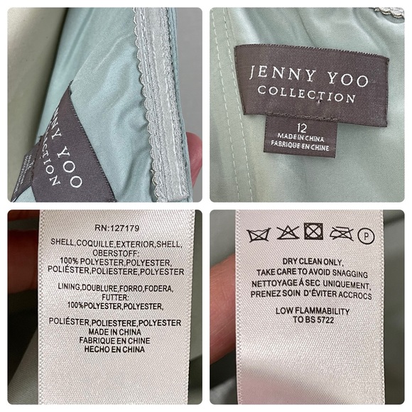 JENNY YOO Women Bridesmaid Wedding Long Gown Adeline Morning Mist size 12 - Picture 11 of 12